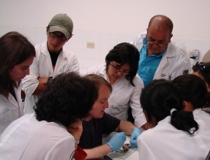 Allan Pessier demonstrates necropsy techniques - Programa de proyección de veterinaria en anfibios