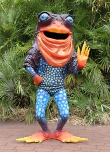 Perth Zoo’s Sunset Frog mascot, which made its debut on Leap Day.